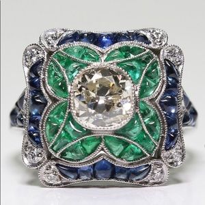 Vintage Boho Emerald & Sapphire Ring
